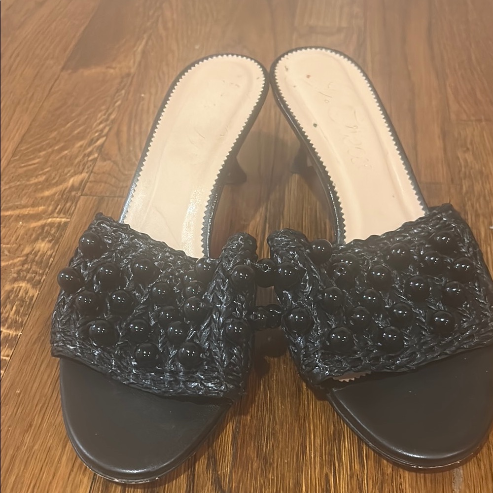 J. Crew Black Sandals with Woven Design